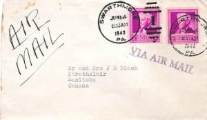 United States Pennsylvania Swarthmore 1940 numeral duplex  3c Burbank Famous ...