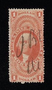 EXCELLENT GENUINE SCOTT R73c F-VF 1862-71 RED 1ST ISSUE REVENUE MORTGAGE #18597