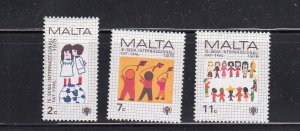 MALTA #560-562 1979 INTERNATIONAL YEAR OF THE CHILD MINT VF NH O.G aa