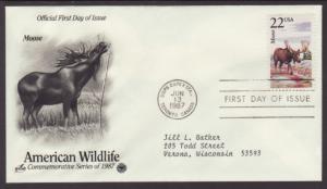 US Moose 1987 PCS Typed FDC BIN