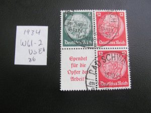 GERMANY 1934 USED  MI. W61-62  BOOKLET PANE  36 EUROS (133) SEE MY STORE