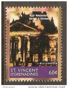 St. Vincent 1999 Millennium - Reichstag Burned in Germany in1933 Sc 2741f His...