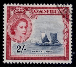 GAMBIA QEII SG180, 2s indigo & carmine, FINE USED.