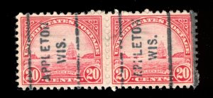 US Scott 698 Pair Precancel Appleton, WIS