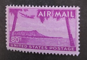 US Scott C46 80c Diamond Head Hawaii Air Mail Stamp MNH OG Unused T16751