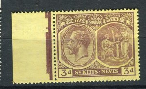 ST.KITTS NEVIS; 1920s early GV issue Mint hinged marginal 3d. value