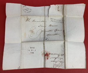 Scotland, 1838 Stampless Cover/Folded Letter, from Torryburn to Hamilton Palace