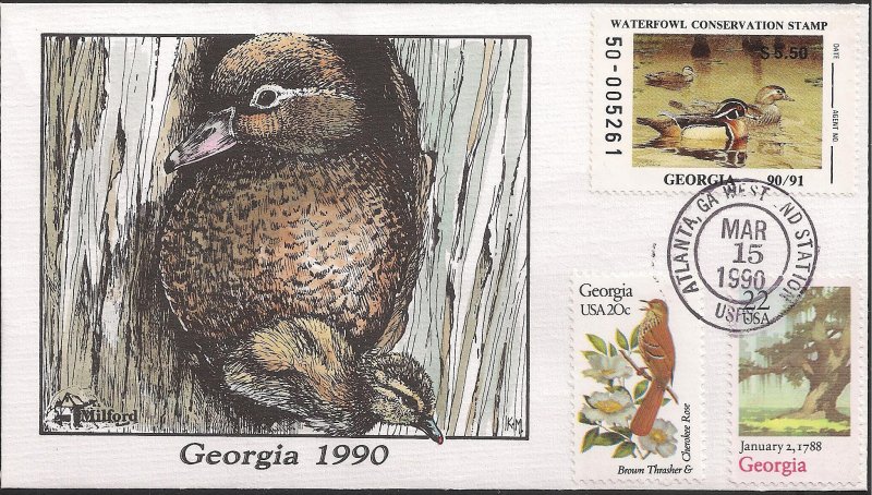 Group of 21 Fred Collins Hand Painted Milford State Duck FDCs - Closeout Sale