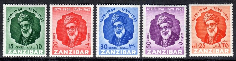 ZANZIBAR -  1954- Sultans 75th Birthday  - sg 353-357 -Lightly Hinged    