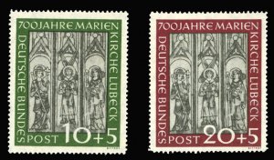 Germany #B316-317 Cat$56, 1951 Construction of Marienkirche, set of two, ligh...