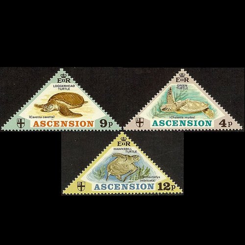 ASCENSION 1973 - Scott# 170-2 Turtles Set of 3 NH back toned