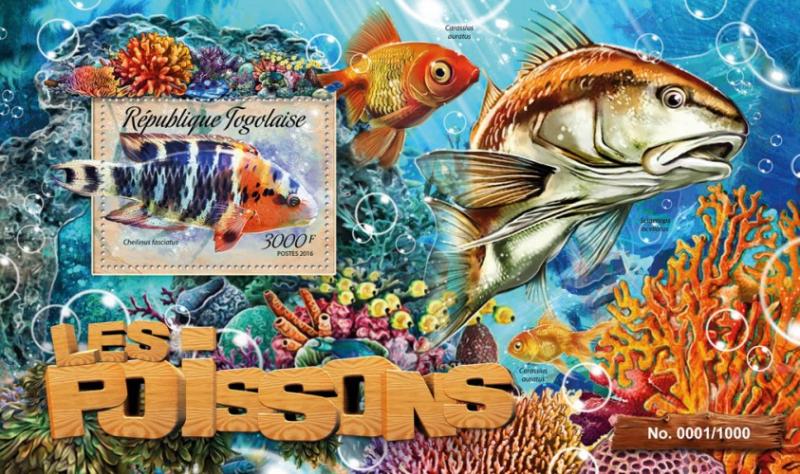 TOGO 2016 SHEET FISHES MARINE LIFE tg16209b