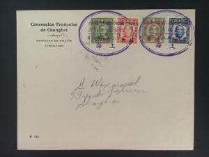1940 Shanghai China French Police Force Cover Local Use Oval Cancel 2