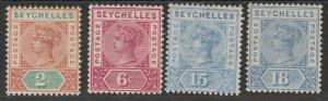 SEYCHELLES 1897 QV RANGE TO 18C