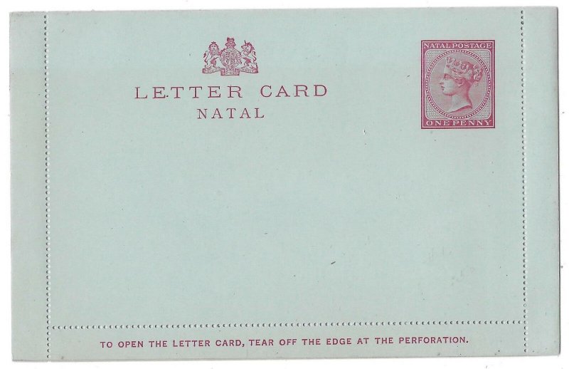 South Africa Natal Postal Stationery Card and Sealed Letter Card 1/2p QV 1p QV