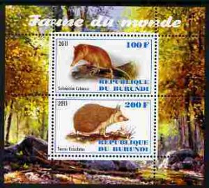 BURUNDI - 2011 - Tenrec - Perf 2v Sheet - Mint Never Hinged