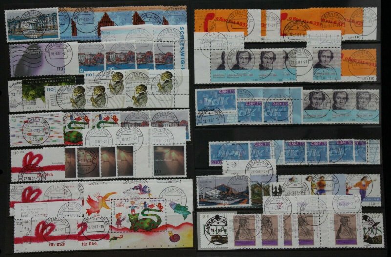 Germany 2001 collection of town die and briefzentrum postmarks on commemo Stamps