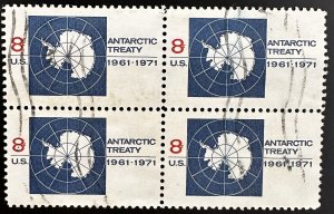 US #1431 Used F/VF Block of 4 - 8c Antarctic Treaty 1971 [BB324]