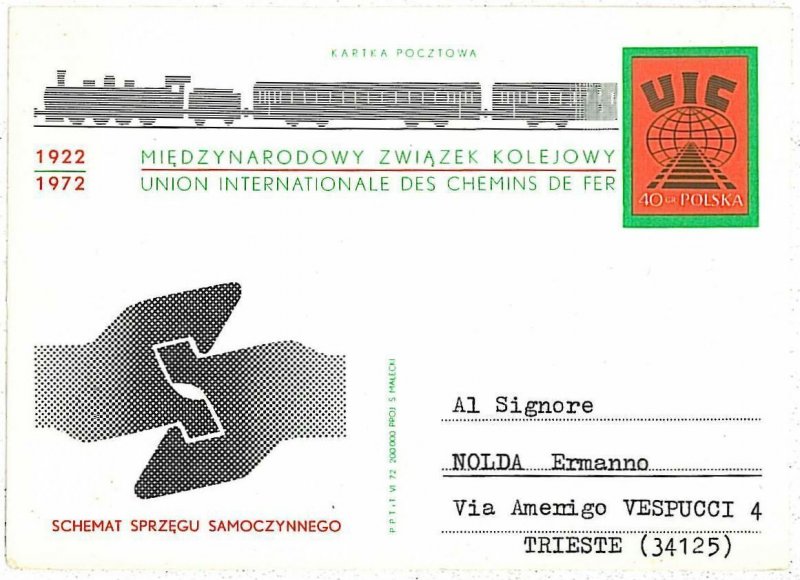 TRAINS: POSTAL STATIONERY - POLAND 1972