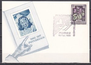 Austria, 1956 issue. Int`l Scout Skiing and Scout, 19/FEB/56 cancel on Card.^