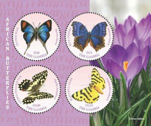 Gambia 2018 - African Butterflies, Saffron Iris - Sheet of 4 stamps - MNH