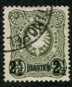 German Offices Turkey SC# 6a 1-1/2p on 50pf o/p on Germany Used dp olive green