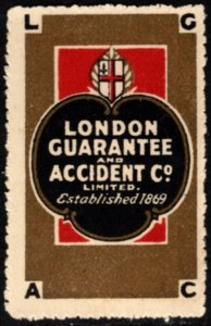 Vintage United Kingdom Poster Stamp London Guarantee And Accident Co. Limited