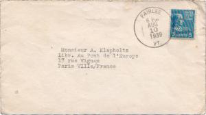 United States Vermont Fairlee 1939 4f-bar  5c Monroe Prexie to France.