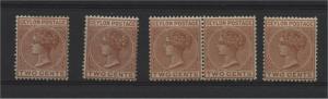 CEYLON, 2d 1899 5x NEVER HINGED	