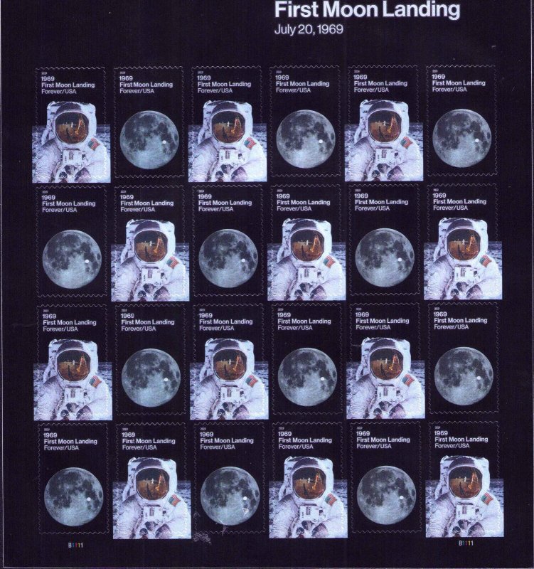 US Postage Mint Sheet Scott #5399-5400 First Moon Landing Forever Stamps