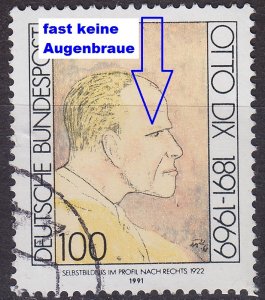 GERMANY BUND [1991] MiNr 1573 F05 IV ( O/used ) [01] Plattenfehler