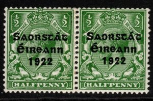 IRELAND SG67 1922 ½d GREEN PAIR WITH COIL JOIN MTD MINT