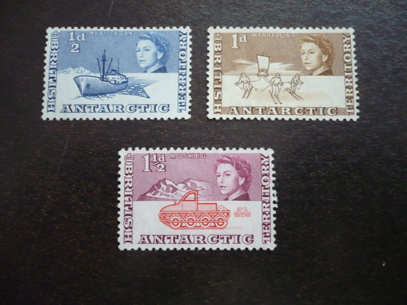 Stamps - British Antarctic Terr. - Scott# 1-3 - Mint Hinged Part Set of 3 Stamps