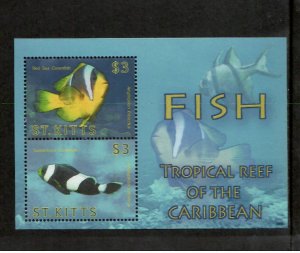 Saint Kitts 2010 - Marine Life Fish - Souvenir Stamp Sheet - Scott #757 - MNH