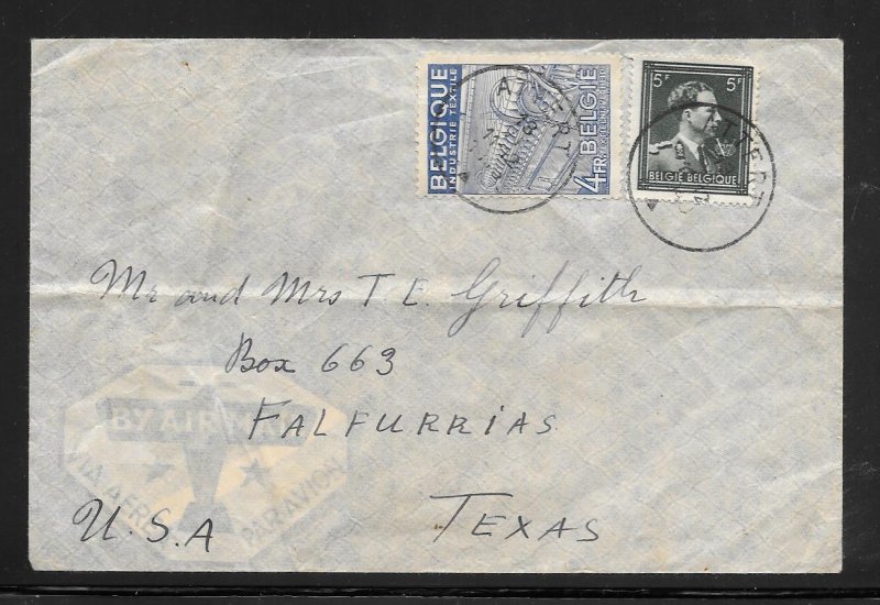 Belgium #293,383 on Air Mail Cover (my3314) Around the World in Covers