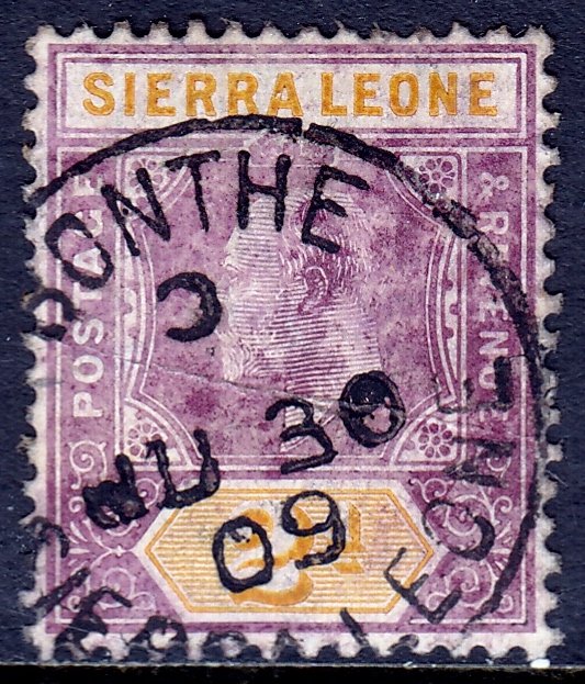 Sierra Leone - Scott #80 - Used - Mult Crown CA Wmk - Crease - SCV $4.75