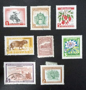 URUGUAY  Small lot of 8 stamps  Used & MH