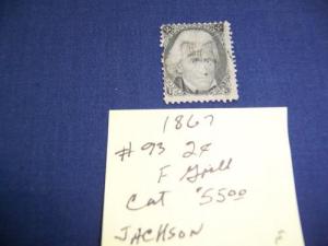 1867 #93 2c JACKSON CAT.$55.00