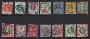 GB 1887 ½d - 1s (both) Jubilee set of 14 very fine used cds, 4½d still on piec
