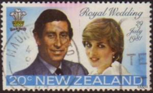 New Zealand 1981 Sc#734, SG#1248 20c Charles & Diana Wedding USED.