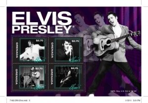 Grenada - 2011 - Elvis Presley Action - Sheet Of 4 - MNH