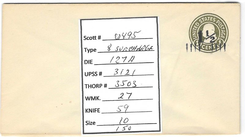 Scott# U495   Die 127    UPSS#2121 US envelope.