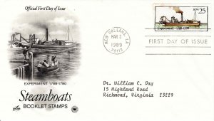 USA 1989 FDC Sc 2405 Artcraft PCS Cachet Steamboat Experiment First Day Cover