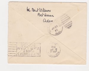 ADEN cover to British Columbia 1940 REDIRECTED