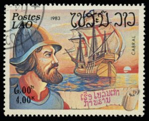 LAOS Sc 488-90 VF/USED- 1983 Explorers & Their Ships - Cabral & Caravel