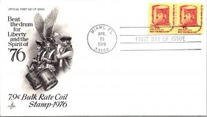 FDC 1976 SC #1615 A1013 Artcraft Cachet - Miami, Fl - Pair - F64857