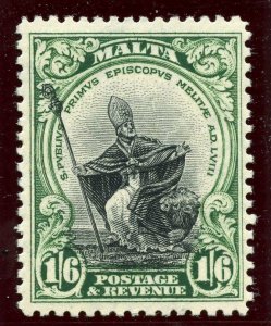 Malta 1930 KGV 1s6d black & green superb MNH. SG 204. Sc 178.