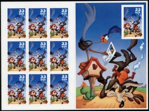 SC#3391 33¢ Road Runner & Wile E. Coyote Pane of Ten (2000) SA