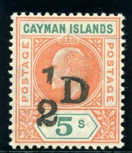 Cayman Islands 1907 KEVII ½d on 5s salmon & green MLH. SG 18. Sc 18.