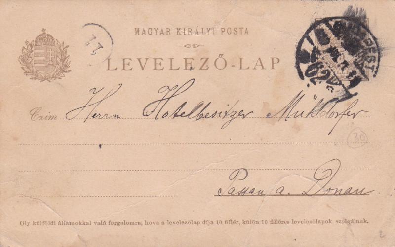 Hungary 1910 Budapest to Donau Prepaid Postcard used VGC